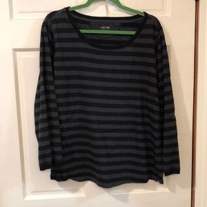 Calvin Klein Grey and Black Long Sleeve Top